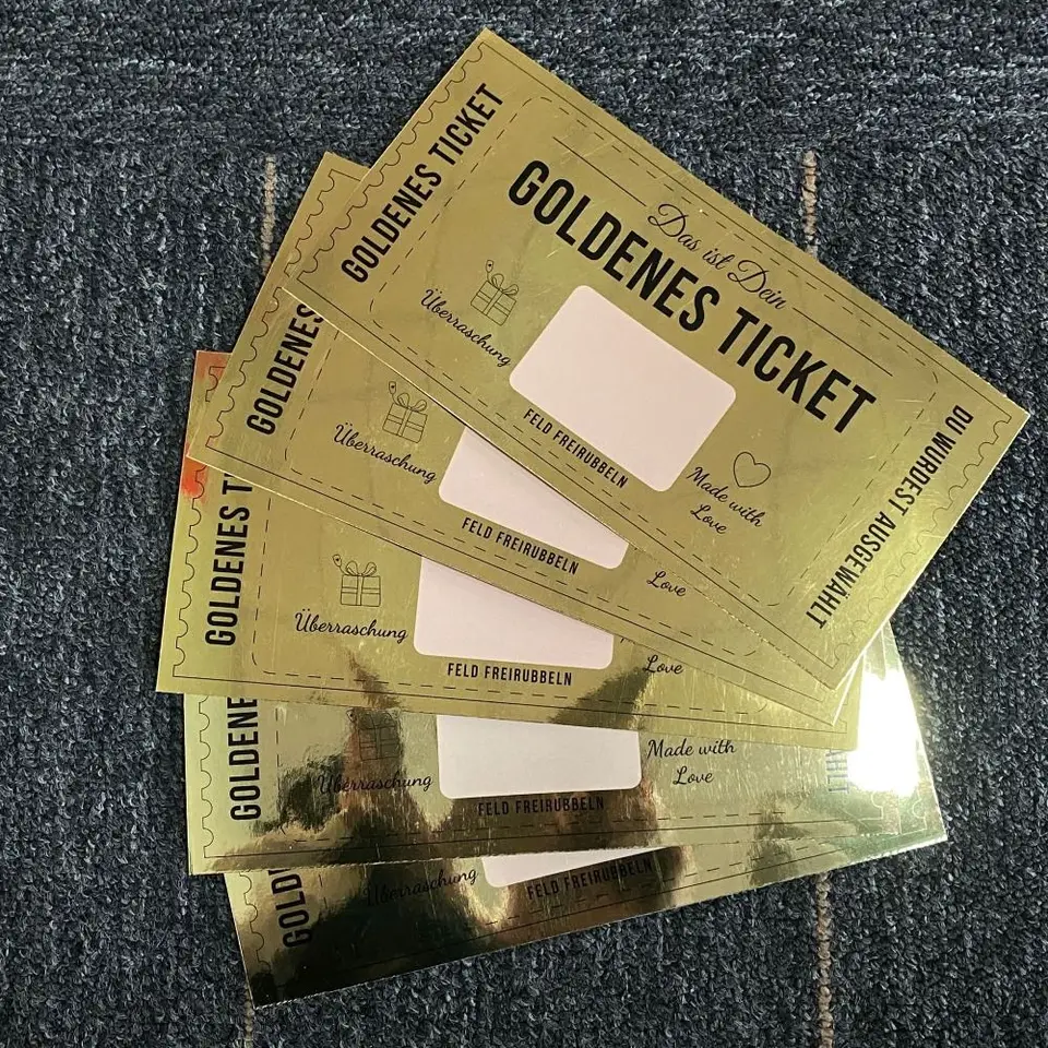 Scratch Off Ticket Golden Ticket Scratch Card Prekvapenie s obalom koncert