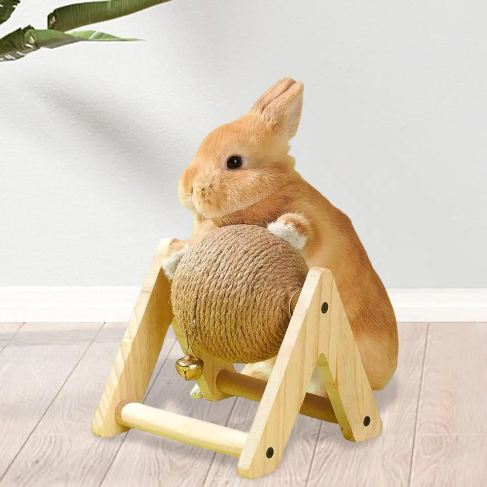 Scratch Toy Sisal Wood Scratching Ball pre malé zvieratá mačiatko