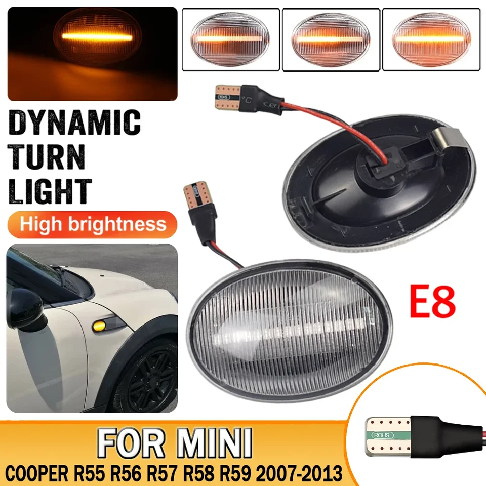 Scroll Dynamic LED blikanie blikajúceho signálu Signal Lamp Side Marker Light Car Tuning for Mini Clubman R55 Cooper R56 R57 Coupe R58 R59