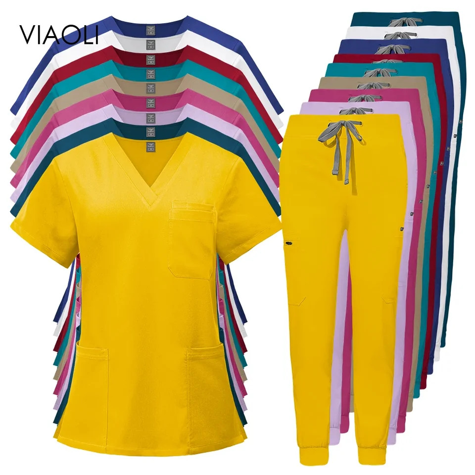 Scrubs Medical Uniformy Žena Multicoour Spa Beauty Uniform zubný zubný zubný zubný veterinárny odev Unisex Pharmacy Clinic Scrub New