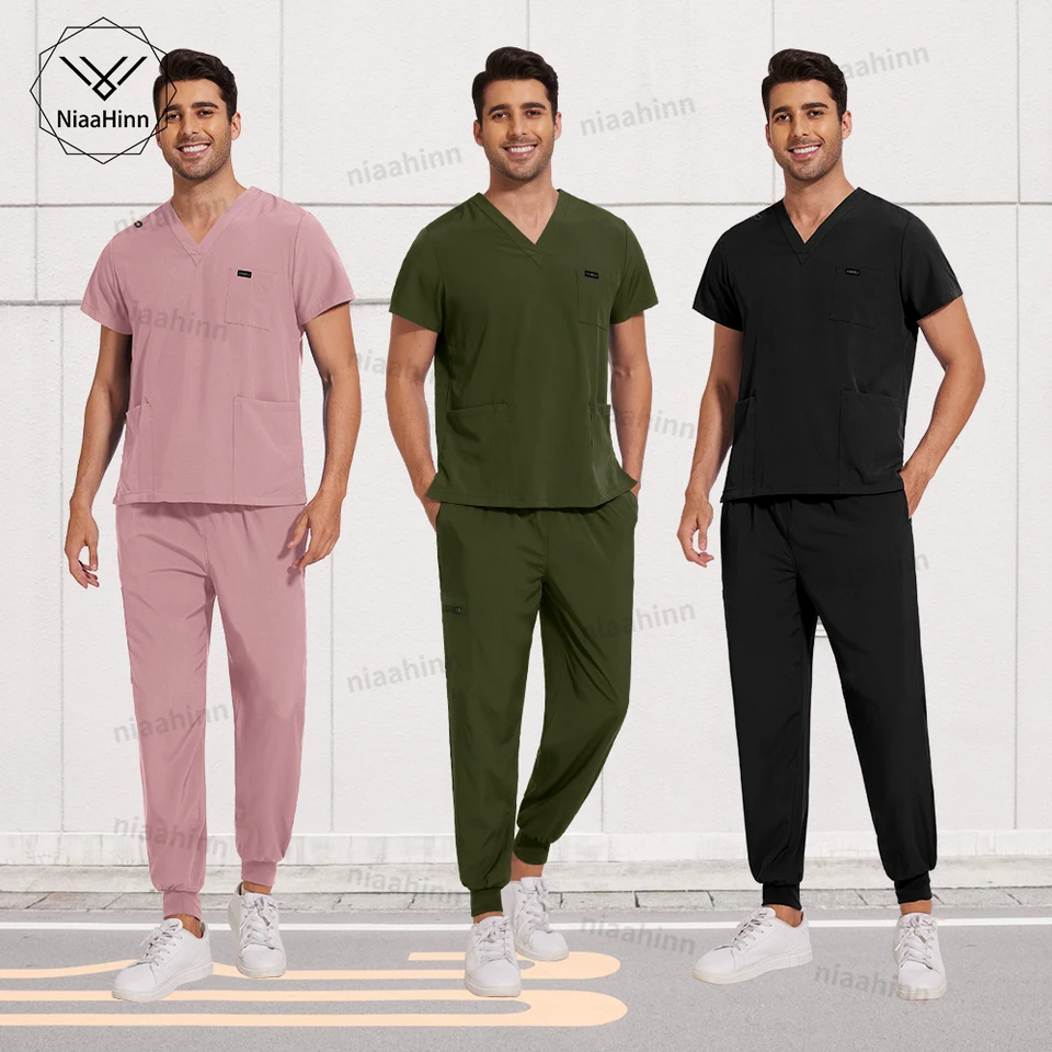 Scrubs Uniformy Spravuje zdravotné ošetrovateľské operačné čistiace uniformy Krátke rukávy+nohavice priedušné elastické pracovné odevy Veľkoobchod