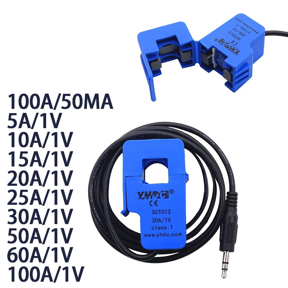 SCT-013 0-100A Open-Close Current Transformer SCT013 Neinvazívny AC-prúdový snímač Split Core Current Transformátor 100A/50MA 30A
