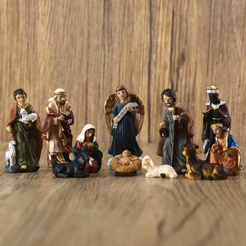 Scéna scény betlehan scéna dieťa Ježiš Manger figuríny živice remeslá miniatúry ozdoba postava kostola dar