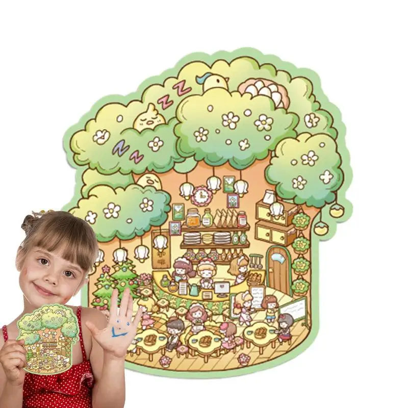 Scény pre scény pre dieťa 3D karikatúra miniatúrna scéna terénne nálepky smiešne, či už opätovne použiteľné kreatívne kreslené scény nálepka Make Your