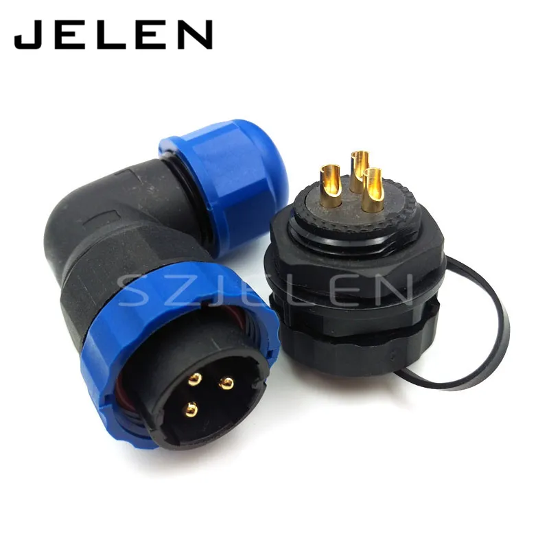 SD20 90 stupňov lakť 3pin vodotesný konektor IP68 LED EMERGER KABBEL CONKEKTOR Pancl Cutout 20 mm
