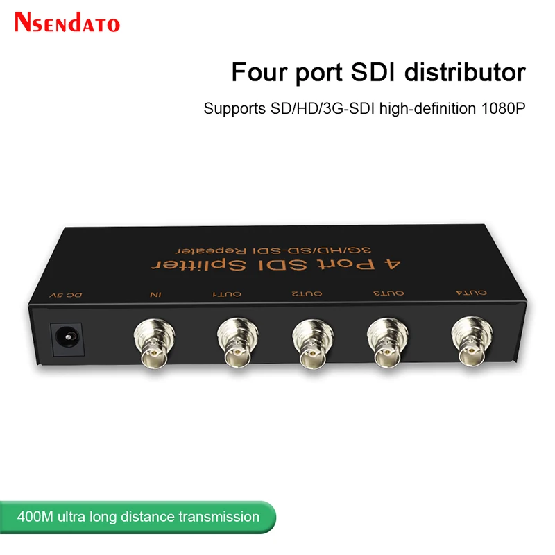 SDI Splitter 1x4 SDI Distribučný video zvukový prevodník 4 port SD/HD/3G-SDI 1080p SDI Extender pre televízne kamery Monitor projektora
