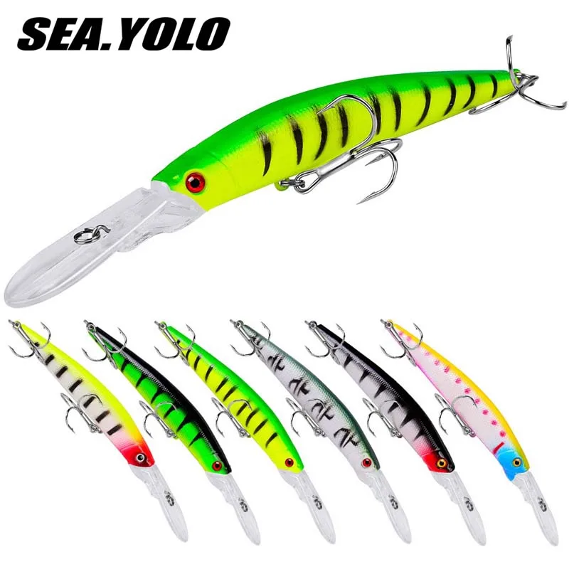 Sea.yolo 1pc 15,5 g/14,5 cm plávajúce sa rybárska návnada Čierna ryba Tvrdá návnada Basy Bionic návnada morský rybolov s dvoma 4# výškovými háčikmi