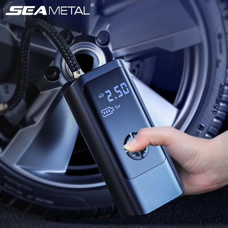 Seamettal 8000 mAh bezdrôtový prenosný prenosný vzduchový kompresor 12 V 150 psi Elektrické pneumatické čerpadlo pre motocyklové gule