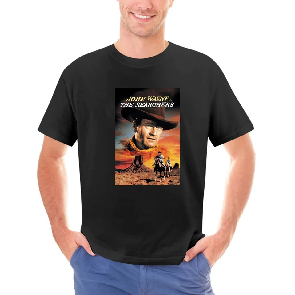 Searchers v5 John Wayne Natural White White Grey Vintage Men Tir košeľa všetky veľkosti S-5XL Film