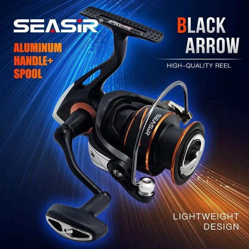 Seasir Black Arrow 5+1BB kovový hlavný prevodový stupeň plynulejšia hliníková cievka Silná vodotesná vodotesná vysoko kvalitná rybárska cievka