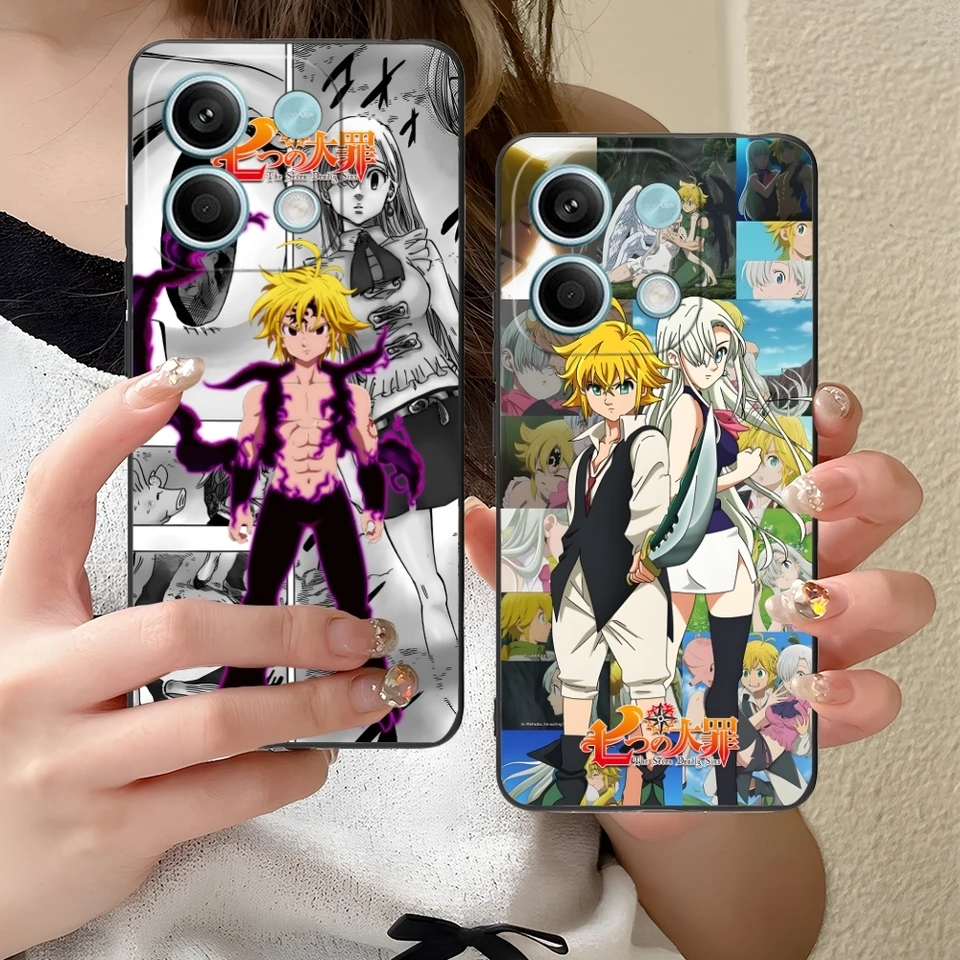 Sedem smrtiacich hriechov Meliodas Mobile Pase pre Xiaomi Redmi 14 13 13C 12C 10 10C A1 A2 A3 plus 5G čierny kryt telefónu s obalom