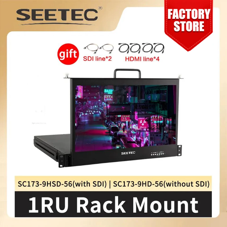 Seetec 1RU vytiahnutie monitorov Rack Monitor SC173-HSD-56 17,3 palca Full HD 1920x1080 pre monitor vysielacieho riaditeľa