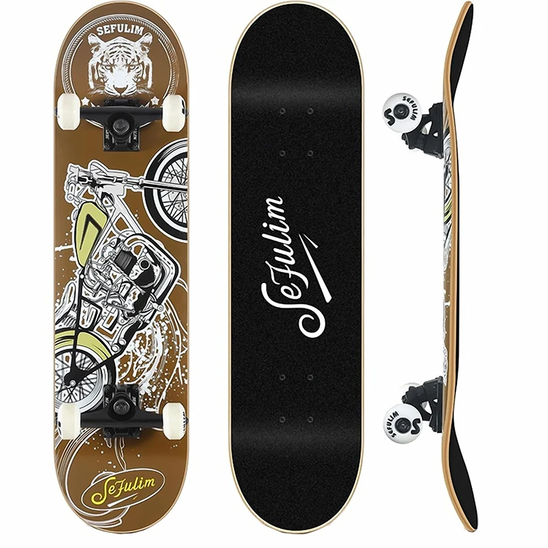 Sefulm 31 x 8 palcov kompletný skateboard 7 vrstvy kanadského javora Double Kick Deck Conve Cruiser Trick Skateboard pre chlapcov dievčatá