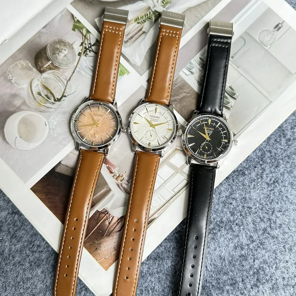 Seiko vynikajúce vytáčanie pánskych hodiniek Quartz Hnutie Creative Four Ill Dial Vysoko kvalitný pohodlný jemný kožený multifunkčný