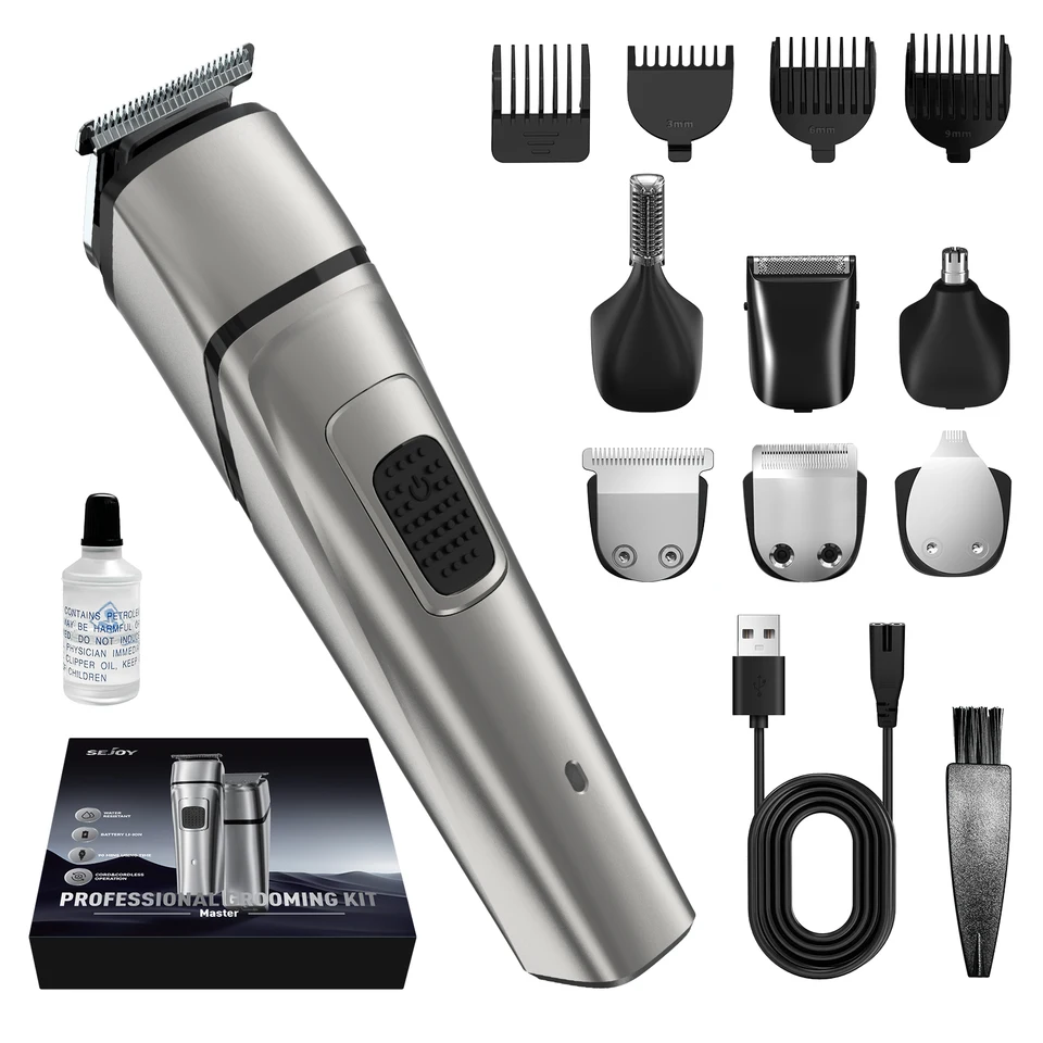 Sejoy Master Men's Grooming Kit 5 In 1 Multifunkčné elektrické striháče na vlasy Nabíjateľné bradavky muži brady nosa brady