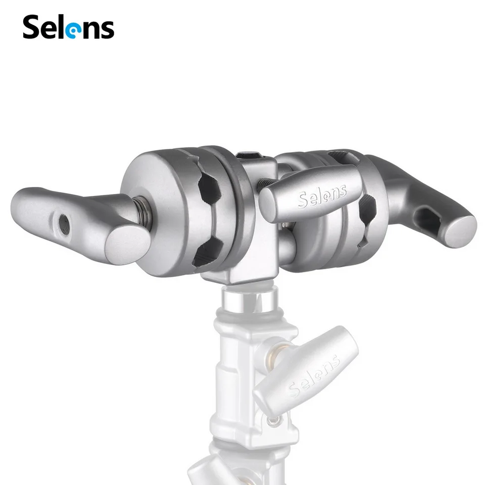 Selens 2 in1 C stojan s ťažkým úchopom hlavy Fotografia Montážny adaptér kovový držiak pre svetlo stojan C Stand predlžovanie ramena ramena ramena