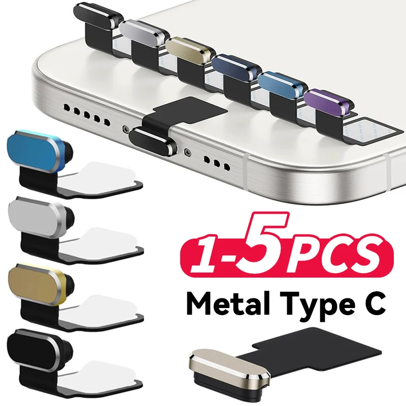 Self Adhesive Metal Type C Prachové zástrčky anti-lost prachové zástrčky typu C Nabíjacie portréty Ochranné čiapky pre zátky pre iPhone 16/15
