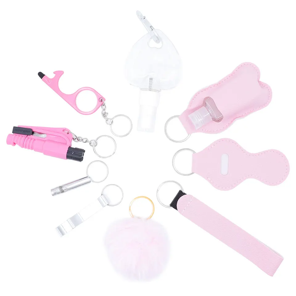 Self Defense Keychain Set pre ženy bezpečnosť Keychain Plná súprava s osobným alarmom, príslušenstvom kľúča okien