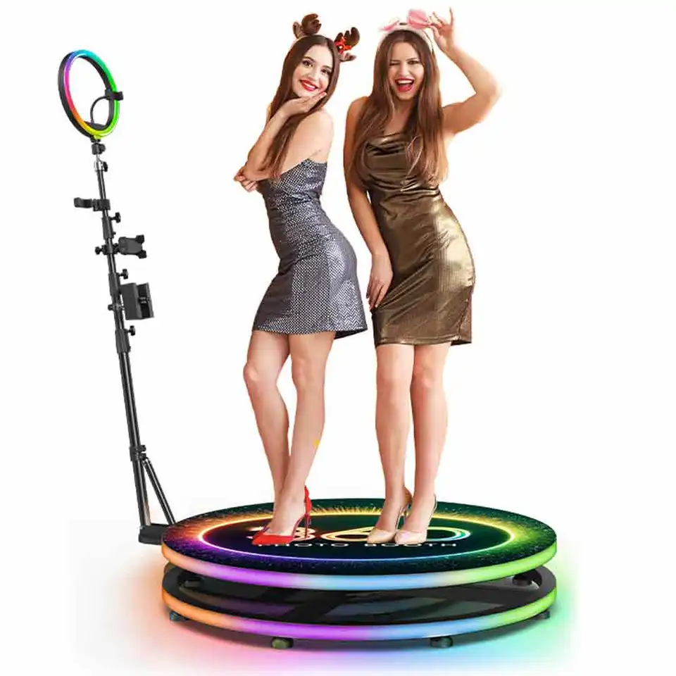 Selfie prenosný počítač 360 foto stánok s ovládačkou aplikácie 360 ​​Platforma Photobooth RGB Ring Ring Light Dropshipping 60-115 cm