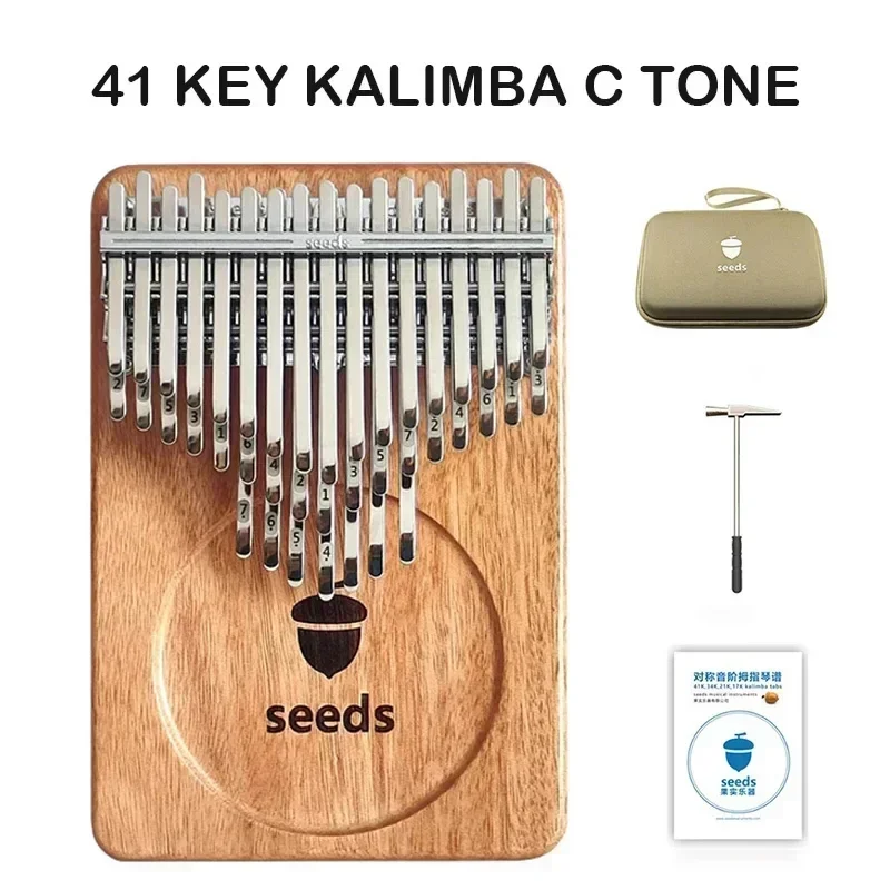 Semená profesionálne Kalimba 41 kľúče palcové klavír Klavír Plná dýha Solid Okame drevené drevo Kalimba Finger Piano Keyboard Instrument