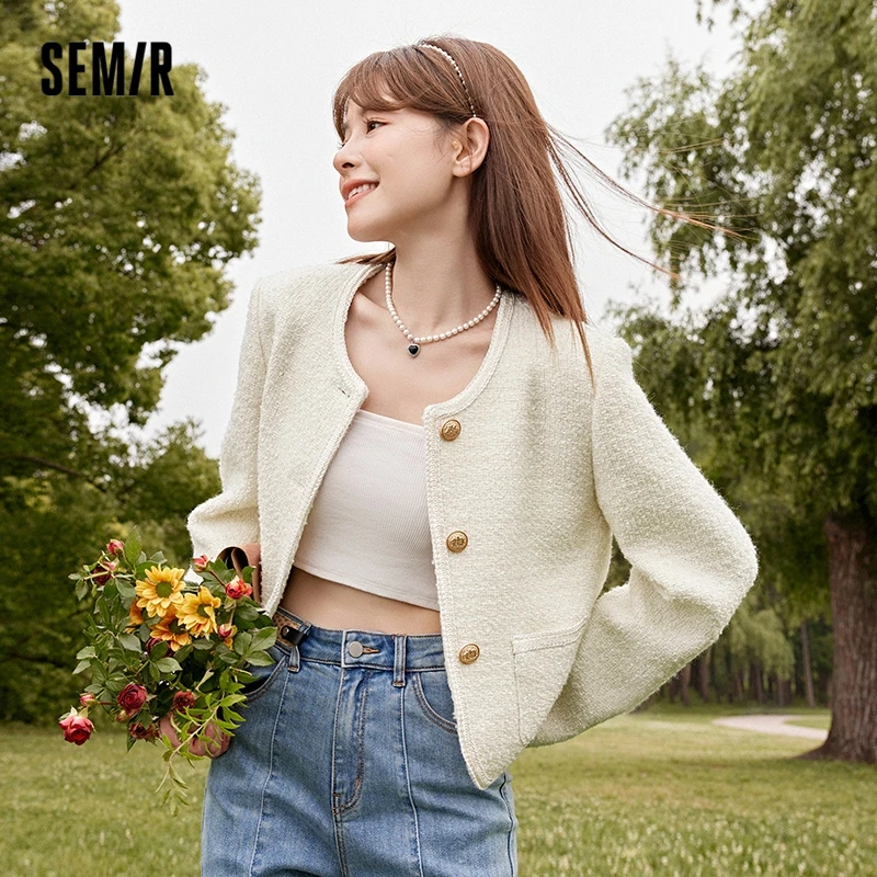 Semir 2023 Dámska bunda Jeseň New Slim-Fit Tweed bunda voňavý štýl pre ženy