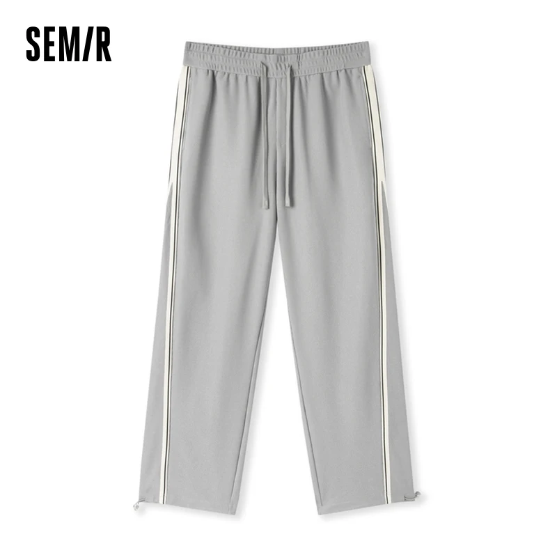 SEMIR Casual Pants Men textúrované pletené nohavice chladné voľné a módne farebne blokované šnúrky v športovom štýle Rovné nohavice