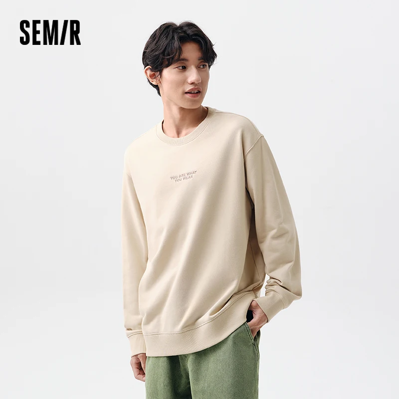 SEMIR Hoodie Men Spring Basic Vestrabile Vyšívaný pletený horný pullover Round-Neck Daily a neformálne opotrebenie kvapka