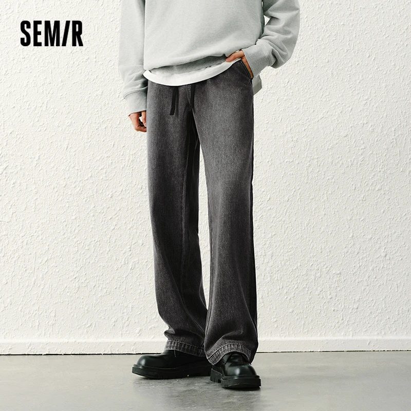 Semir Jeans Men so širokými nohami nohavice Vintage voľné nohavice rovnej trubice 2025 Nové jarné dlhé nohavice Elastický pás