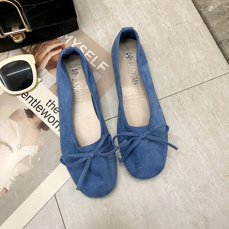 Semišové baletné balety Flats single topánky dám Candy farebné mašle