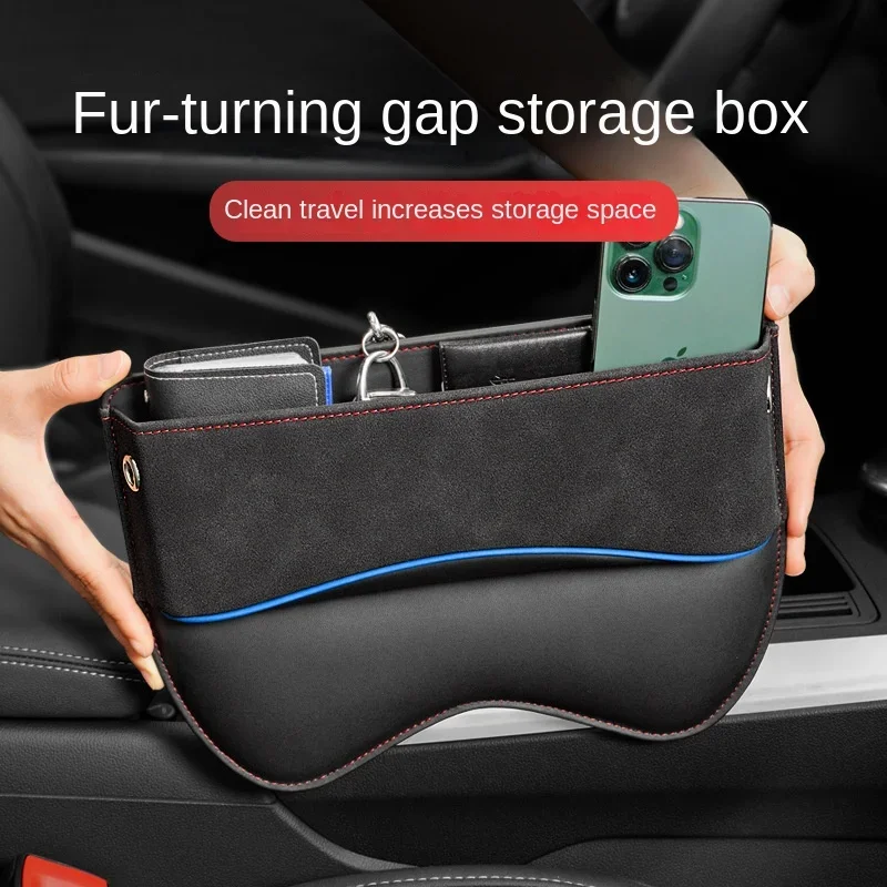 Semišové sedadlo na bočné úložné vrecko pre autosedačku Gap Fller Organizátor Box PU kožené auto crevice ukladanie uprataného interiéru doplnkov