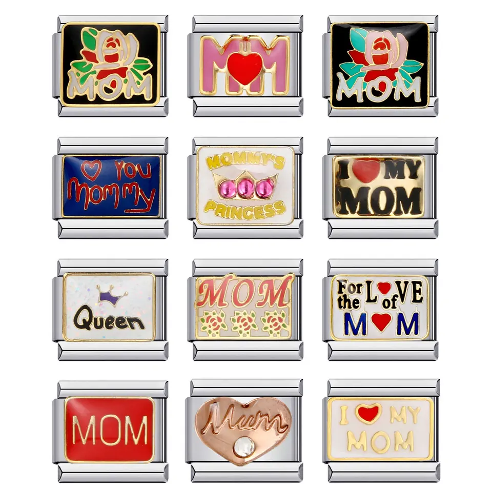 Semkeiyee Matka Mama Express Love Heart Princess Charm Fit 9 mm taliansky náramok Link Bangle Vyrobenie kutilských šperkov Darček matiek darček
