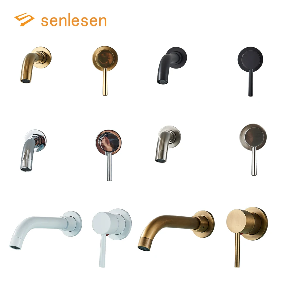 Senlesen Matte Black Wash Basin Faucet Bather Mixer Kúpeľňa Faucet Mosadzná nástenná jednotlivá rukoväť horúca studená voda Mixer Tap
