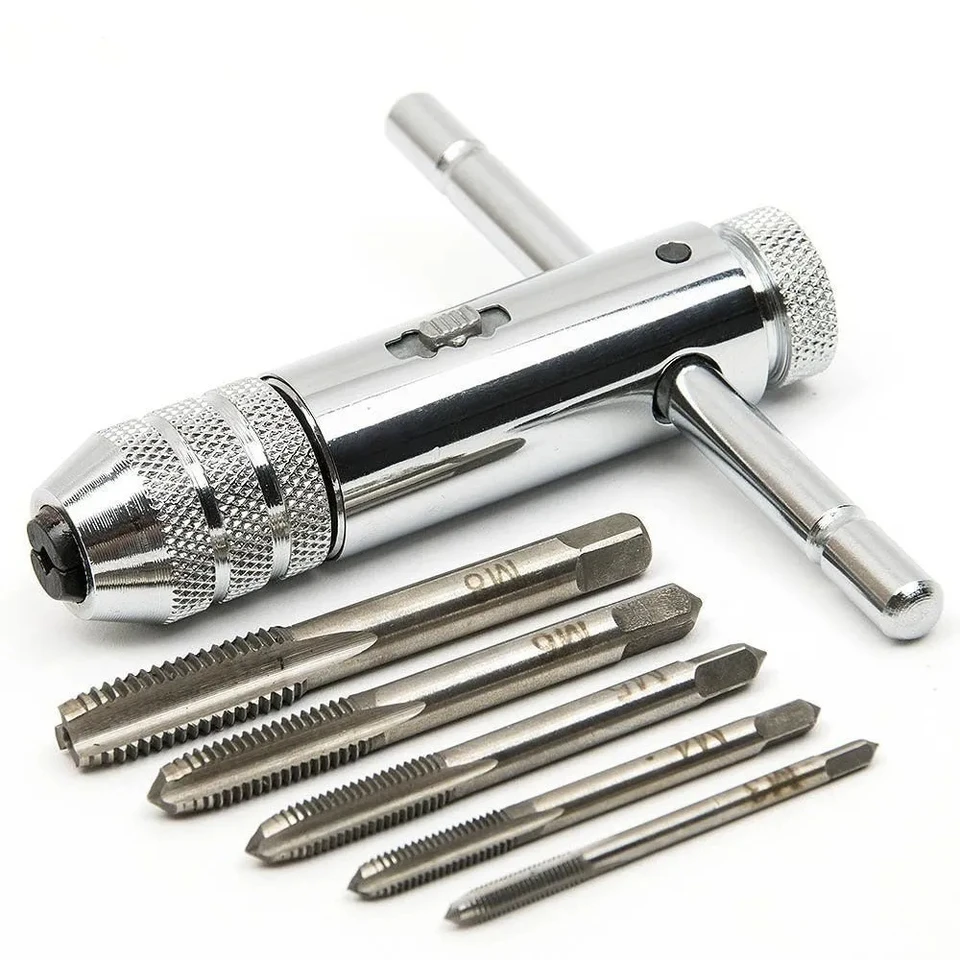 Sennan nastaviteľný striebro TAPLE RATCHET RATCHET TAPET KAPEL S M3-M8 3 mm-8 mm skrutkovač