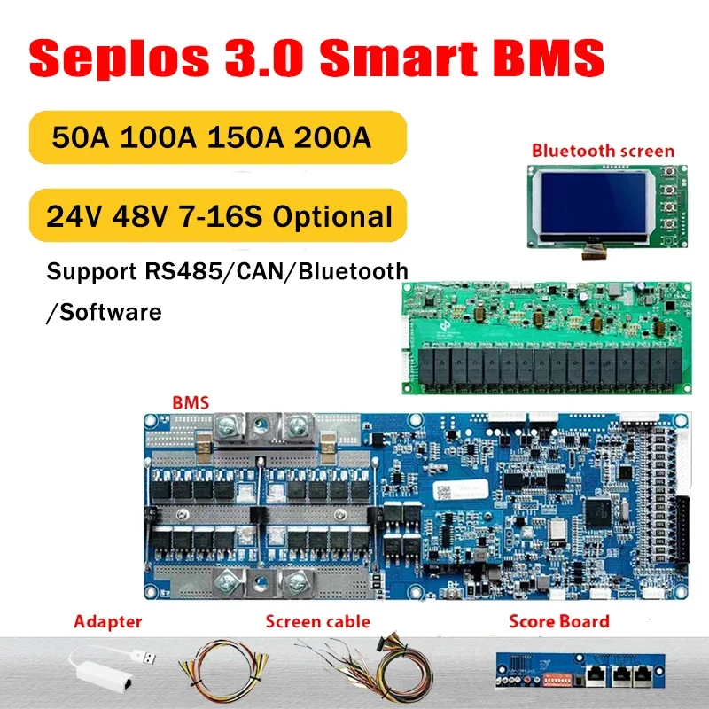 Seplos 3.0 Smart BMS 100A 150A 200A 48V CAN/RS485 ORGANIZÁCIA BATÉRIA 13S 14S 15S 16S LIFEPO4 lítium -iónové batérie Invert