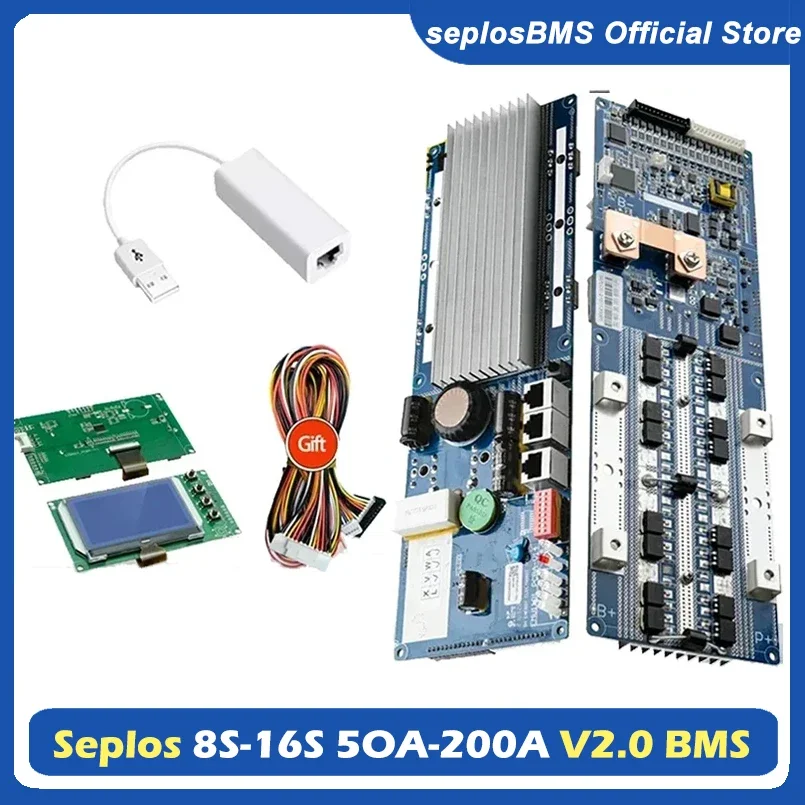 Seplos Nový inteligentný BMS podporný doska Bluetooth Li-ion LifePo4 môže RS485 komunikovať s meničom 48 V 13S 14S 15 16S 100A 150A 200A
