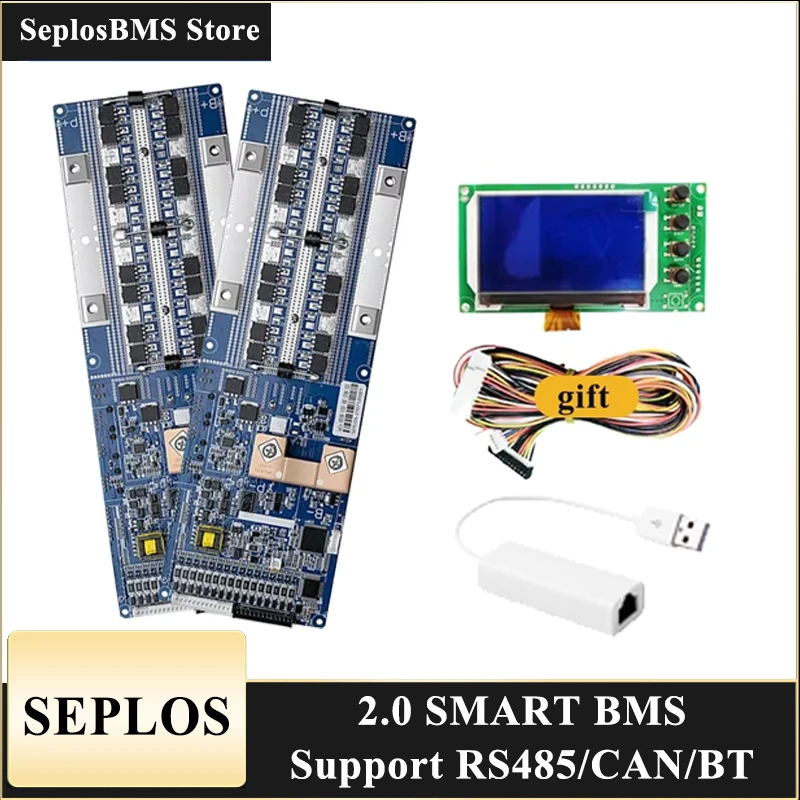 Seplos Nový inteligentný BMS podporný doska Bluetooth Li-ion LifePo4 môže RS485 komunikovať s meničom 48 V 13S 14S 15 16S 100A 150A 200A