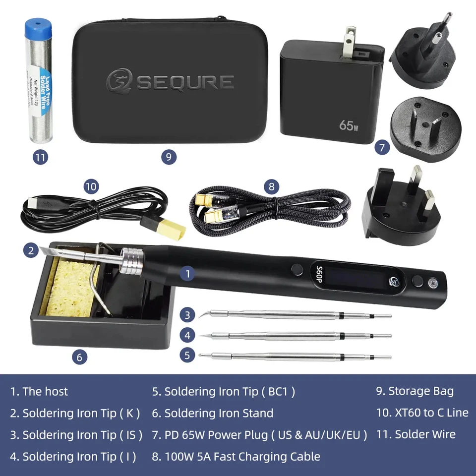 SEQURE S60P SONTINGER Iron SET kompatibilná s C210 spájkovacím železným špičkou 60W anti-statické precízne elektronické opravné pero pero