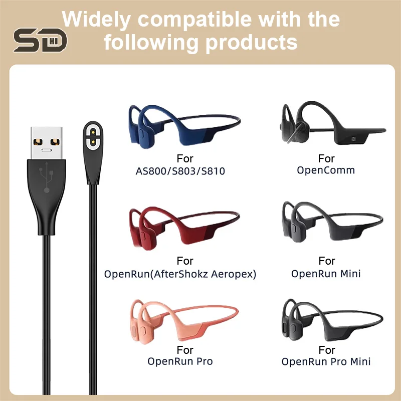 Serfón USB/Type-C Rýchle nabíjacie kábel pre SHOKZ AS800/S803/S810/OpenRun Bone Vedenie slúchadiel slúchadiel