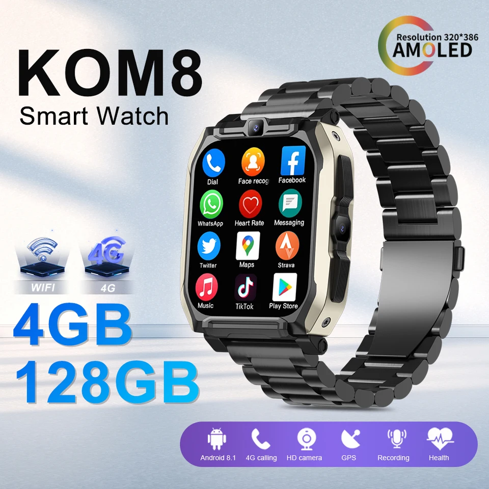 Servo 4G 128 GB SMART Watch SIM CARD Android HD Camera Muži WiFi GPS Google Play Call Hudba Fitness Ultra Smartwatch BT App Sport Sport