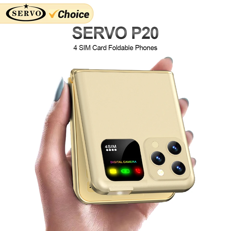 Servo nový flip mobilný telefón 4 karta 4 pohotovostný FM Rádio Speed ​​Dial Magic Voice Blacklist Svietidlo 2.4 