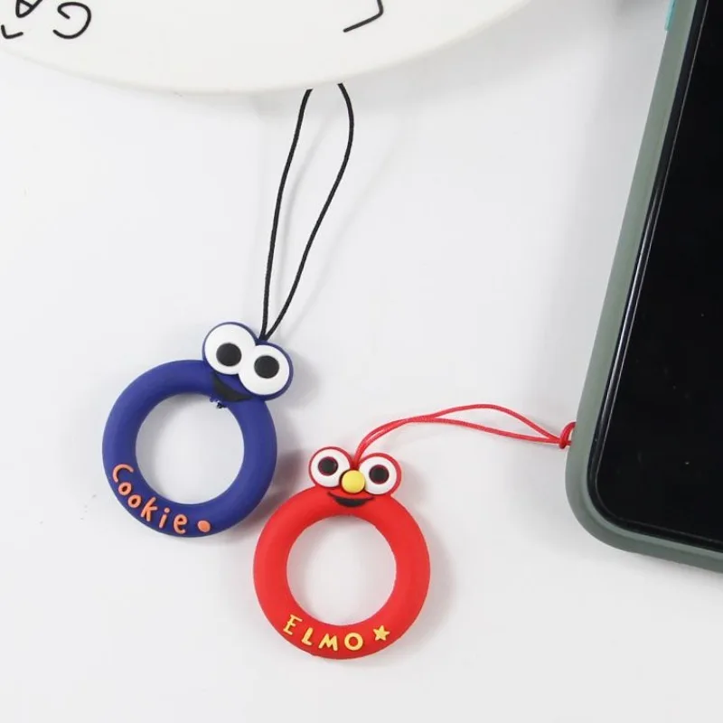 Sesame Street Elmo Cookie Monster Anime Periférne kreatívne okrúhle keychain šnúrka proti lost-Lost Silikone Ring Girl Pendant Darček