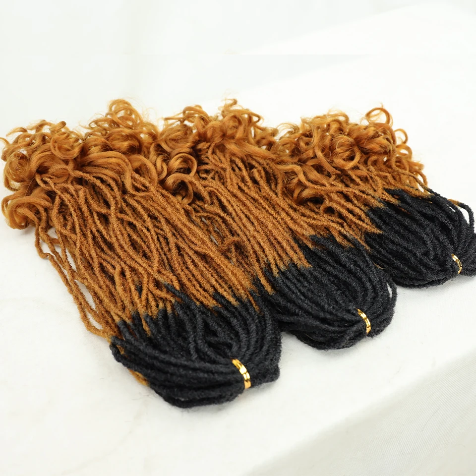 Sesterské locs háčkovanie vlasov 3ks/balenie syntetické kučeravé konce koncov Dreadlocks predlžovanie vlasov Africké vrkočky pre čiernu ženu faux loks