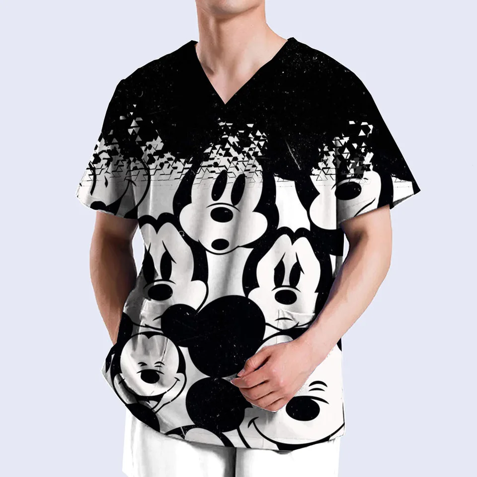 Sestra pracovné topy Husky Disney Mickey Mouse Clinical Uniformy Medicals Dievené zubné kozmetické salón pracovné oblečenie Ženy Muži muži Scrub Top