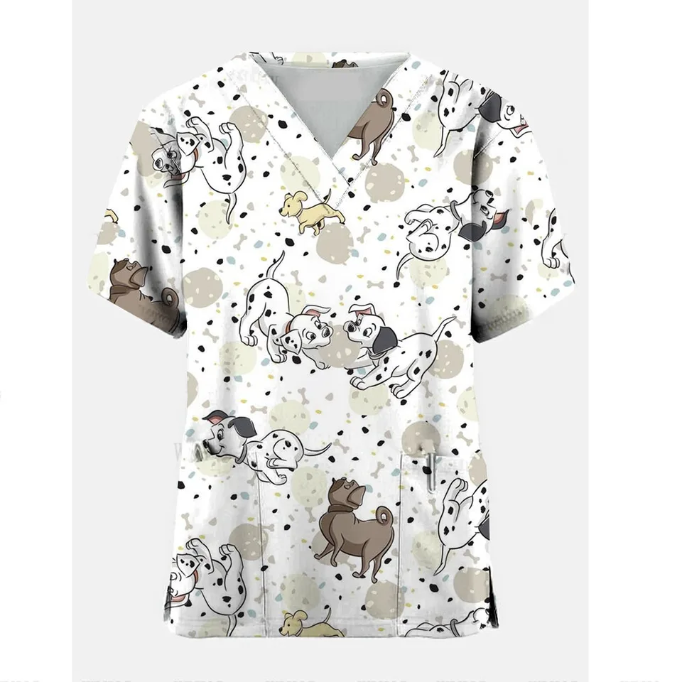 Sestry uniformy Ženy Disney 101 Dalmatians Scrubs Pracovné lekárske blúzky kombinézy uniformy zdravotná ošetrovateľská ošetrovateľstvo Spa Pet Dentistry