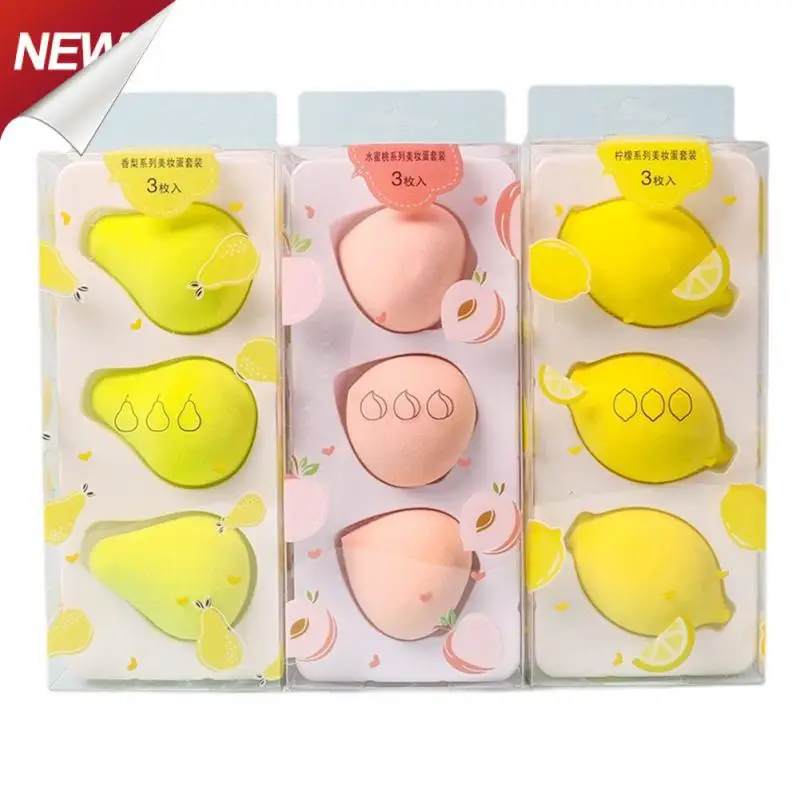 /Set Puff Cosmetic Puff make -up špongia s úložným boxom Nadácia práškovej špongie Mango Lemon Fart Broskyňa