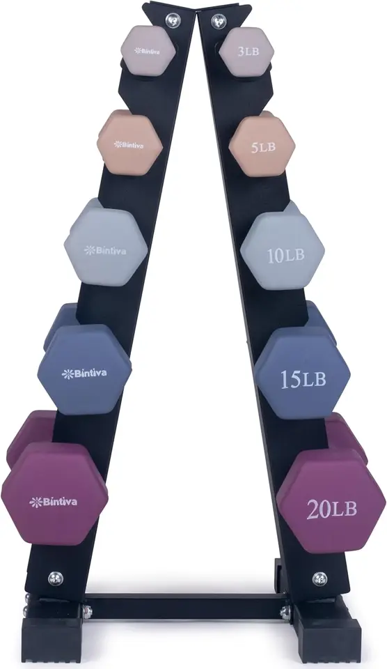 Set s stojanom - neoprénové hmotnosti s stojanom - hexové farebne kódované dvojice Dumbell 1-20 libier