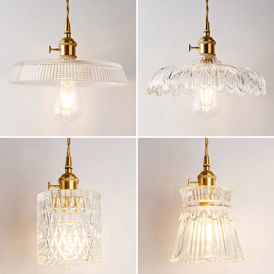 Severské sklo prívesok Svetlo Moderná závesná lampa meď mosadz kreatívna minimalistka E27 priehľadná lampa Lampsade Restaurant Light