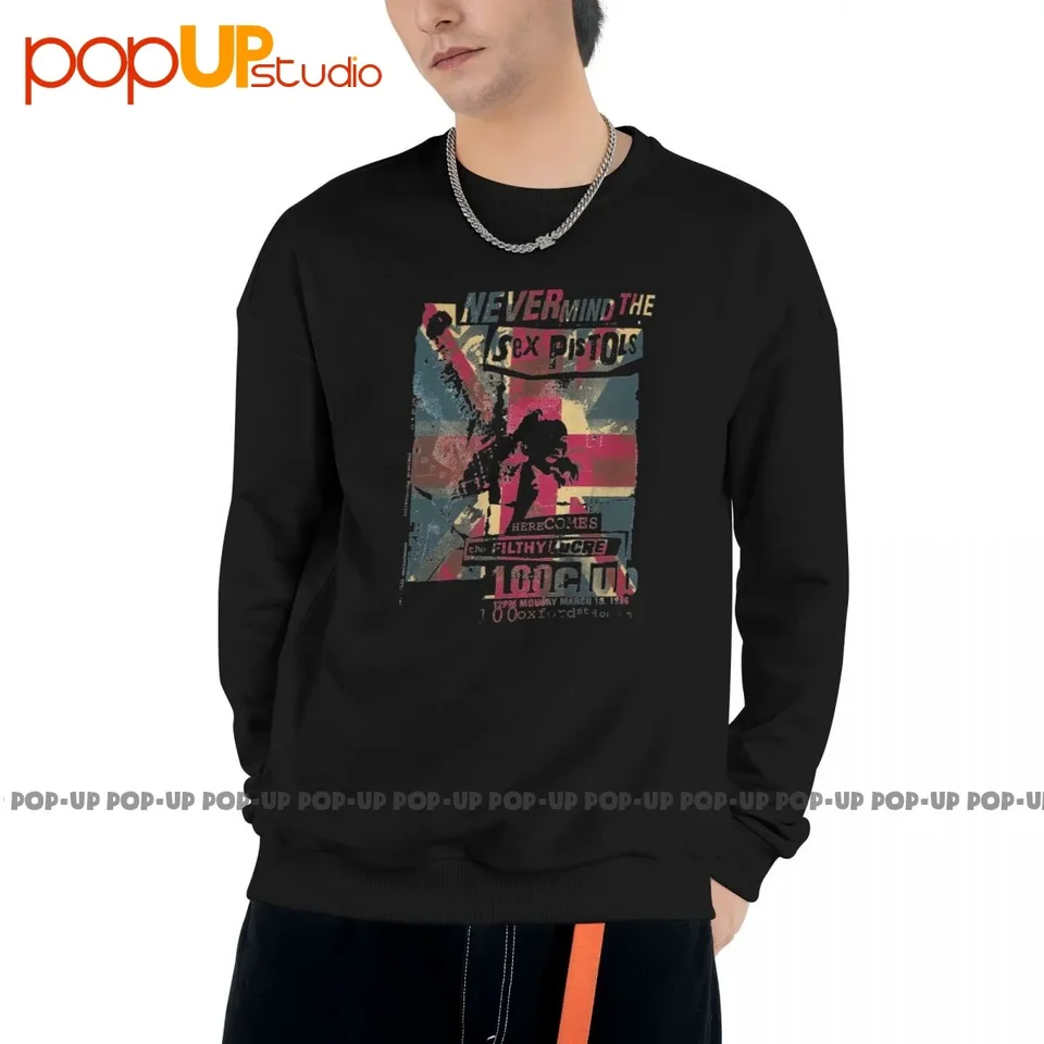 Sex pištole žijú 100 klub Johnny Rotten Mikershirt Pullover Pop Fundar Fashion Vysoká kvalita
