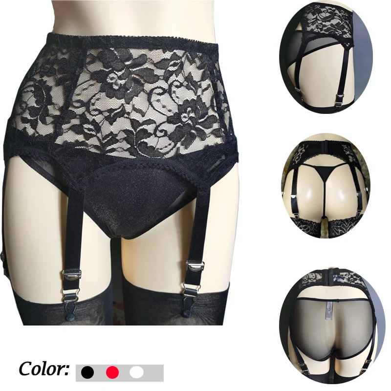 Sexy 6 popruhov podväzkový pás vyšívaný čipkovaný pásový opasok pre ženy pančuchy pančuchy pančuchy