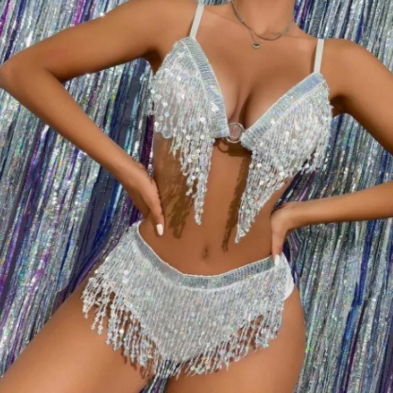 Sexy a zábava Sada trojbodových európskych a amerických králičích uší ružová uniforma Perspektíva sexy bikiny set plavecké šaty